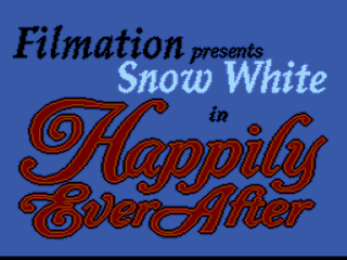 Snow White in Happily Ever After title screen for Super Nintendo